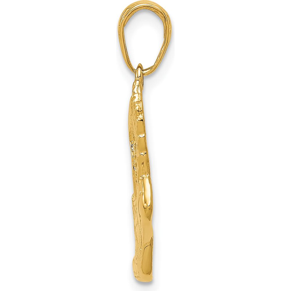 14K Yellow Gold Polished Running Shoe with Wings Pendant - 25mm Length by Oro Pregiato