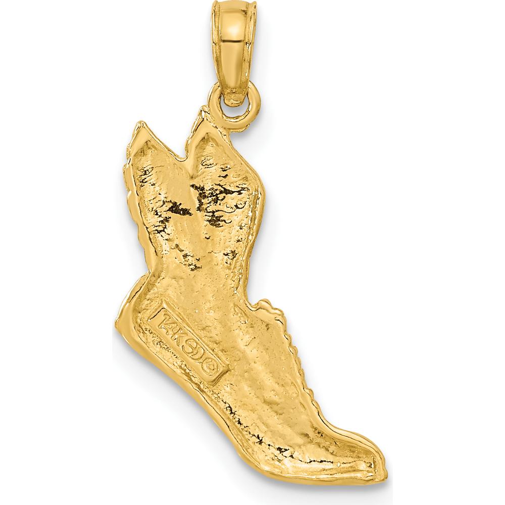 14K Yellow Gold Polished Running Shoe with Wings Pendant - 25mm Length by Oro Pregiato