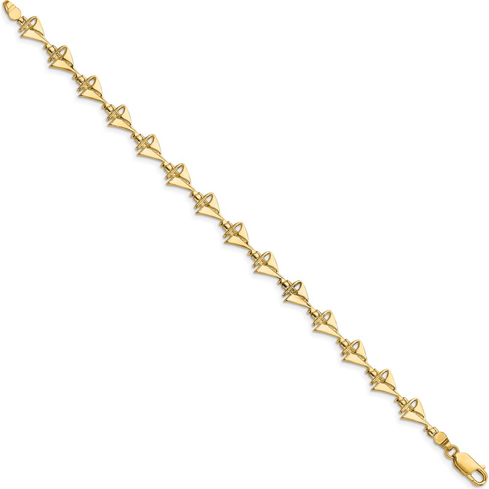 14K Yellow Gold Polished Sailboat 7" Bracelet with Nautical Stations by Oro Pregiato