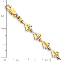 14K Yellow Gold Polished Sailboat 7" Bracelet with Nautical Stations by Oro Pregiato