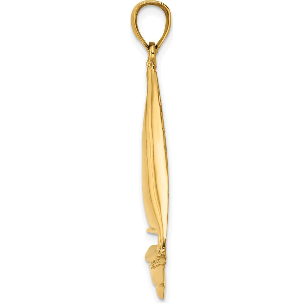 14K Yellow Gold Polished Sailboat Charm - Elegant Nautical Pendant by Oro Pregiato