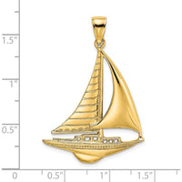 14K Yellow Gold Polished Sailboat Charm - Elegant Nautical Pendant by Oro Pregiato