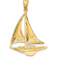 14K Yellow Gold Polished Sailboat Charm - Elegant Nautical Pendant by Oro Pregiato