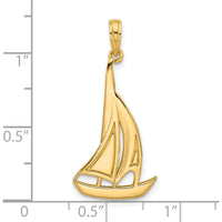 14K Yellow Gold Polished Sailboat Charm - Nautical Themed Pendant by Oro Pregiato