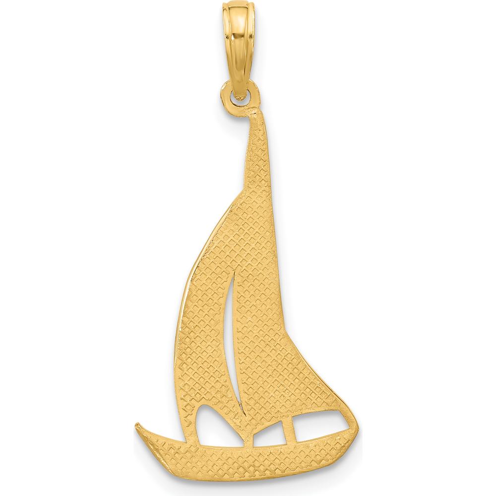 14K Yellow Gold Polished Sailboat Charm - Nautical Themed Pendant by Oro Pregiato