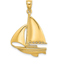 14K Yellow Gold Polished Sailboat Charm Pendant - Nautical Inspired Design by Oro Pregiato