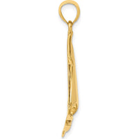 14K Yellow Gold Polished Sailboat Charm Pendant - Nautical Inspired Design by Oro Pregiato