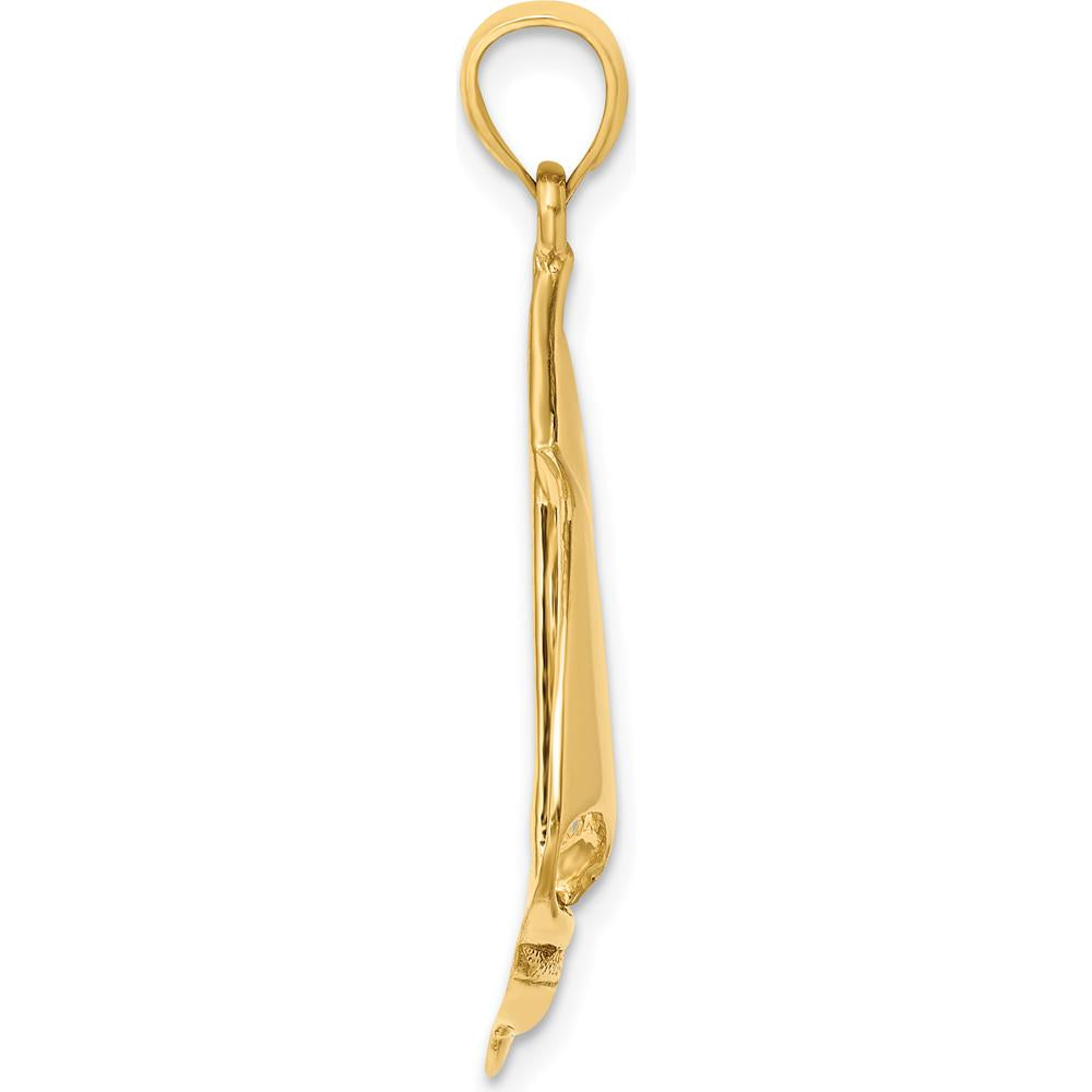 14K Yellow Gold Polished Sailboat Charm Pendant - Nautical Inspired Design by Oro Pregiato