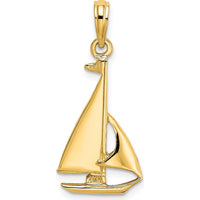 14K Yellow Gold Polished Sailboat Pendant Charm by Oro Pregiato