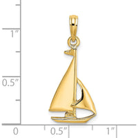 14K Yellow Gold Polished Sailboat Pendant Charm by Oro Pregiato