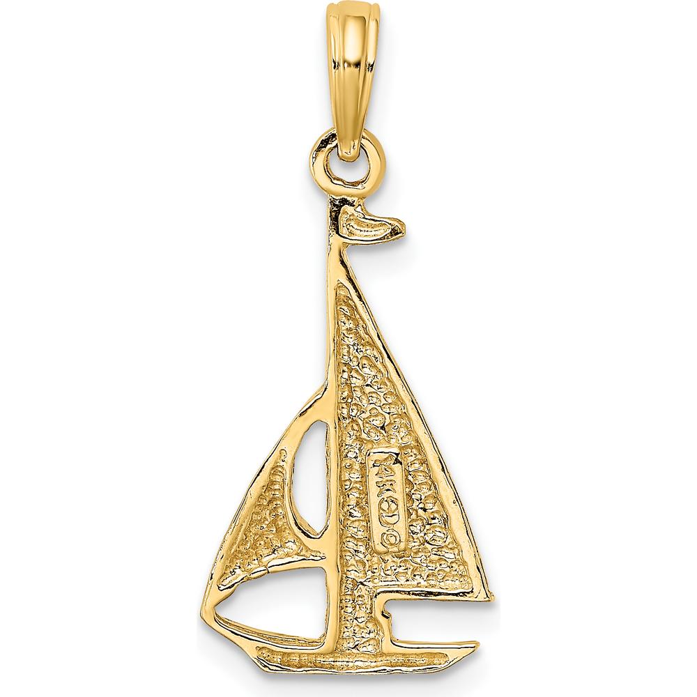 14K Yellow Gold Polished Sailboat Pendant Charm by Oro Pregiato