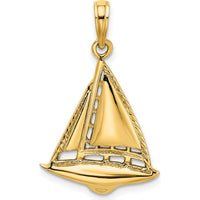 14K Yellow Gold Polished Sailboat Pendant Charm with Openwork Detailing - 26.5mm by Oro Pregiato