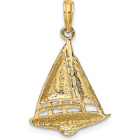 14K Yellow Gold Polished Sailboat Pendant Charm with Openwork Detailing - 26.5mm by Oro Pregiato