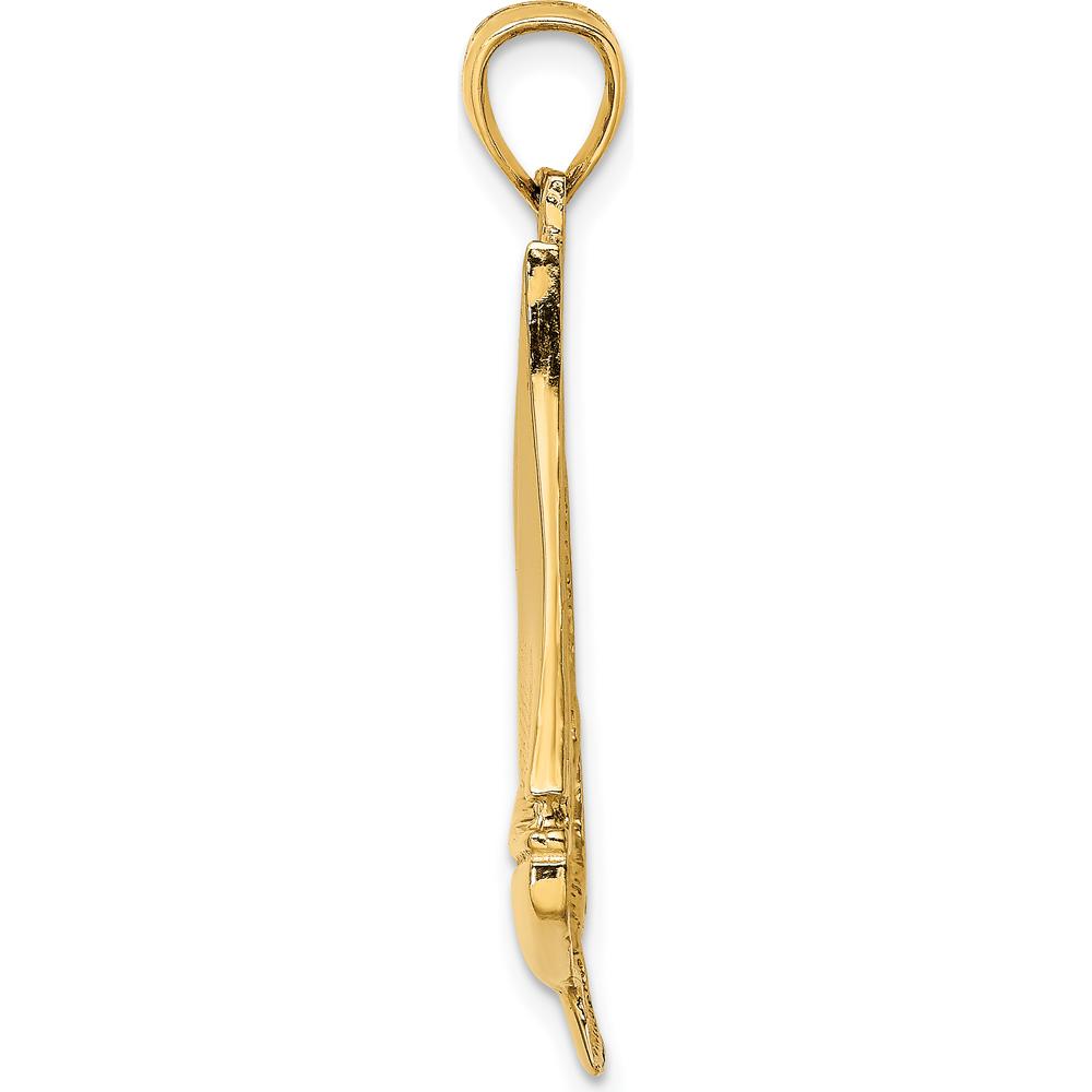 14K Yellow Gold Polished Sailboat Pendant with Concave Profile Design by Oro Pregiato