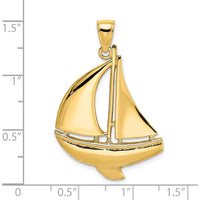 14K Yellow Gold Polished Sailboat Pendant with Concave Profile Design by Oro Pregiato