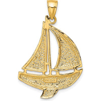 14K Yellow Gold Polished Sailboat Pendant with Concave Profile Design by Oro Pregiato