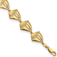 14K Yellow Gold Polished Sailboat Station Bracelet - 8 Inches by Oro Pregiato