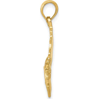 14K Yellow Gold Polished Sailfish Pendant - 29mm Length by Oro Pregiato