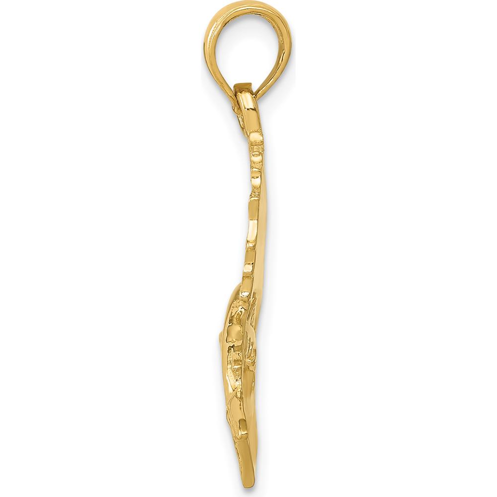 14K Yellow Gold Polished Sailfish Pendant - 29mm Length by Oro Pregiato