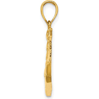 14K Yellow Gold Polished Sailing Ship Pendant Charm by Oro Pregiato