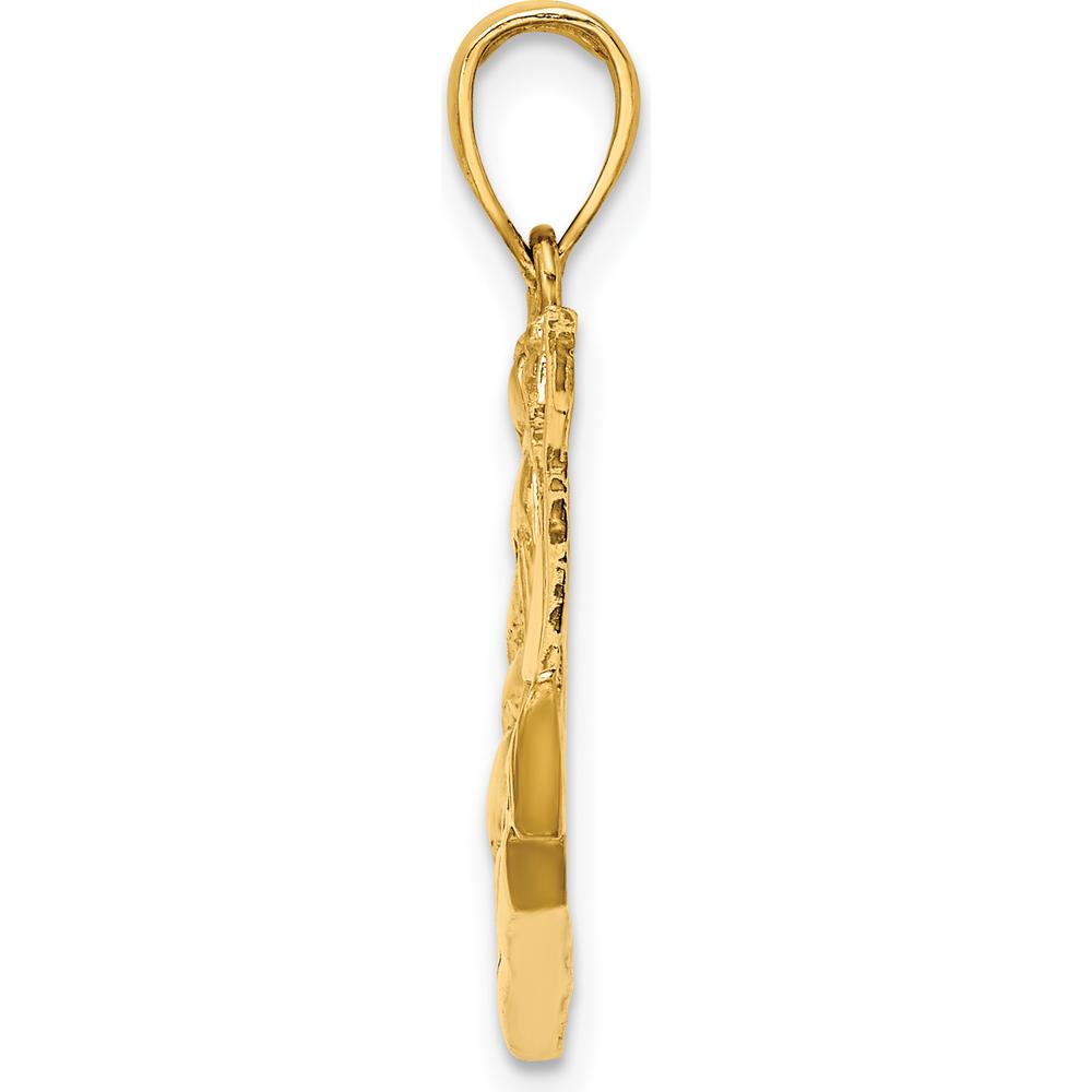 14K Yellow Gold Polished Sailing Ship Pendant Charm by Oro Pregiato