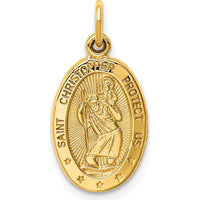 14K Yellow Gold Polished Saint Christopher Medal Oval Charm - 21.75mm x 11mm by Oro Pregiato