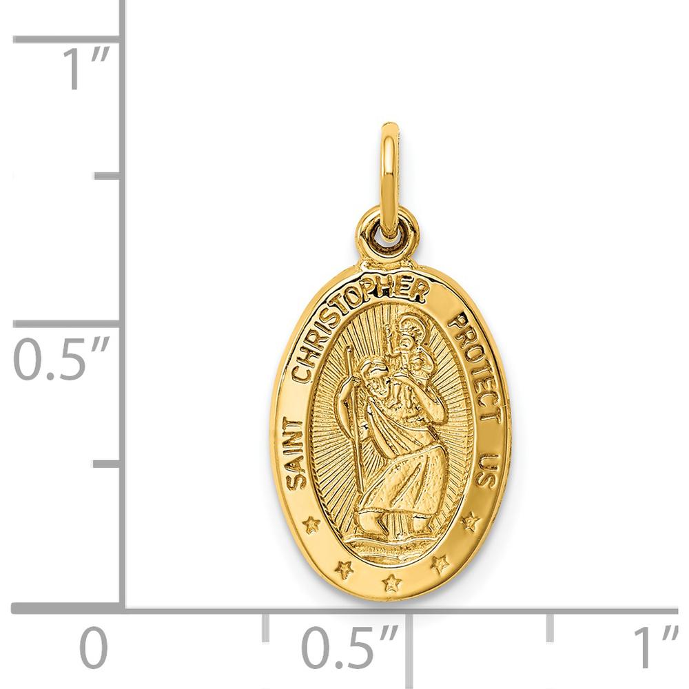 14K Yellow Gold Polished Saint Christopher Medal Oval Charm - 21.75mm x 11mm by Oro Pregiato