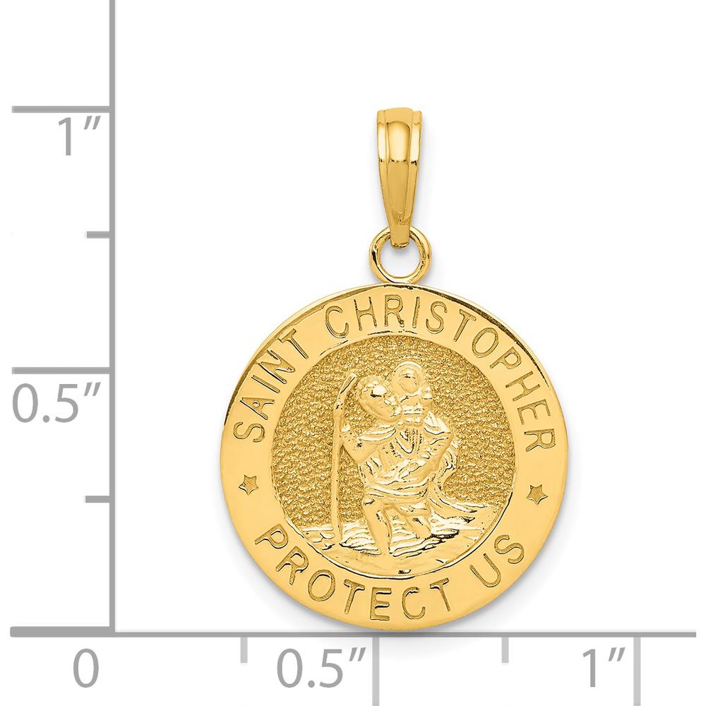 14K Yellow Gold Polished Saint Christopher Medal Pendant - 26mm Length by Oro Pregiato