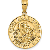 14K Yellow Gold Polished Saint Christopher Medal Pendant - 34.2mm Total Length by Oro Pregiato