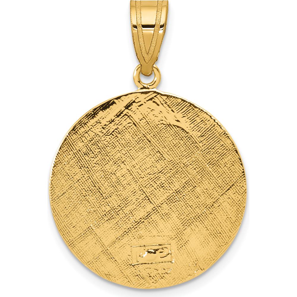 14K Yellow Gold Polished Saint Christopher Medal Pendant - 34.2mm Total Length by Oro Pregiato