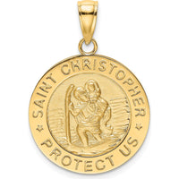 14K Yellow Gold Polished Saint Christopher Round Pendant - 30.75mm Total Length by Oro Pregiato