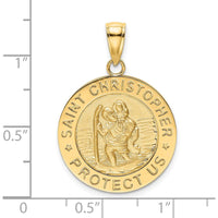 14K Yellow Gold Polished Saint Christopher Round Pendant - 30.75mm Total Length by Oro Pregiato