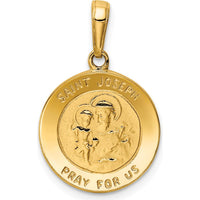 14K Yellow Gold Polished Saint Joseph Medal Round Charm - Faith Pendant by Oro Pregiato