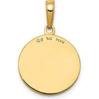 14K Yellow Gold Polished Saint Joseph Medal Round Charm - Faith Pendant by Oro Pregiato