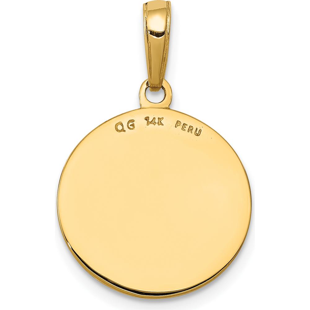 14K Yellow Gold Polished Saint Joseph Medal Round Charm - Faith Pendant by Oro Pregiato