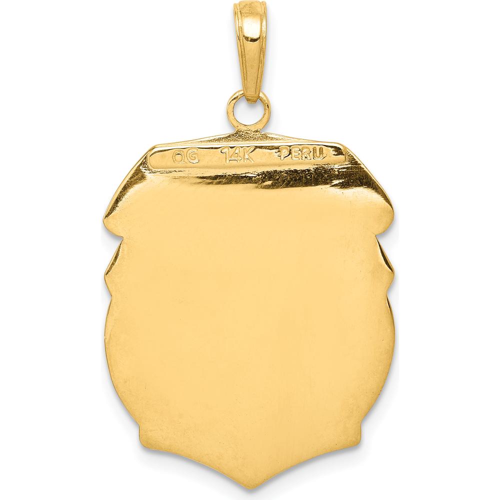 14K Yellow Gold Polished Saint Michael Protect Us Medal Badge Pendant - 34.85mm Length by Oro Pregiato