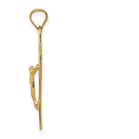 14K Yellow Gold Polished San Benito 2-Sided Crucifix Pendant with Textured Finish by Oro Pregiato