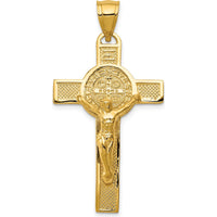 14K Yellow Gold Polished San Benito Reversible Crucifix Pendant - 42.75mm Length by Oro Pregiato