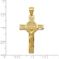 14K Yellow Gold Polished San Benito Reversible Crucifix Pendant - 42.75mm Length by Oro Pregiato