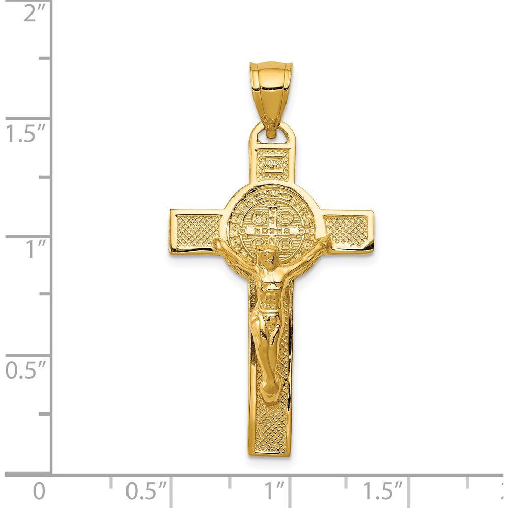 14K Yellow Gold Polished San Benito Reversible Crucifix Pendant - 42.75mm Length by Oro Pregiato