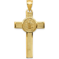 14K Yellow Gold Polished San Benito Reversible Crucifix Pendant - 42.75mm Length by Oro Pregiato