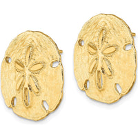 14K Yellow Gold Polished Sand Dollar Button Earrings - 19.8mm by 0