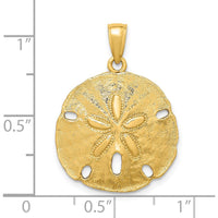 14K Yellow Gold Polished Sand Dollar Charm Pendant - 27mm Length by Oro Pregiato