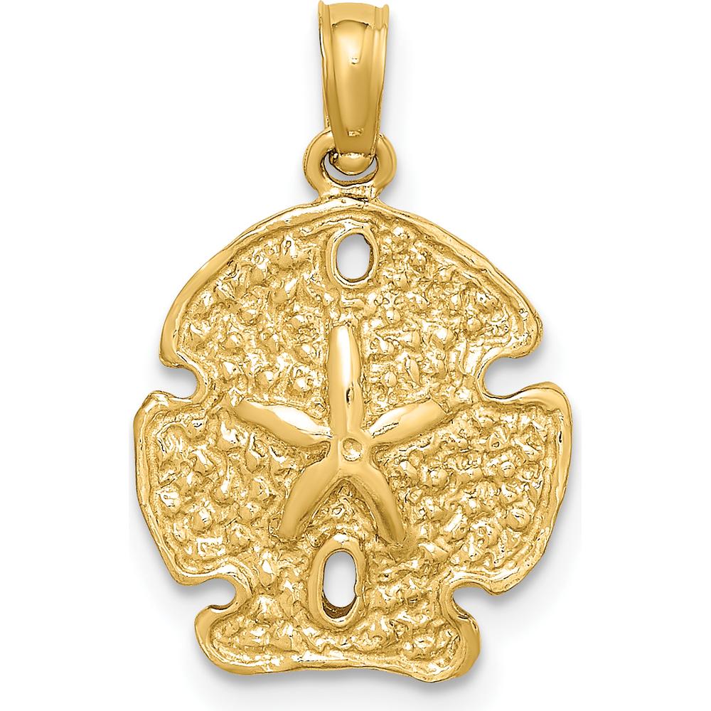 14K Yellow Gold Polished Sand Dollar Charm Pendant - Coastal Inspired Design by Oro Pregiato