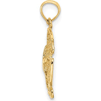 14K Yellow Gold Polished Sand Dollar Charm Pendant - Coastal Inspired Design by Oro Pregiato