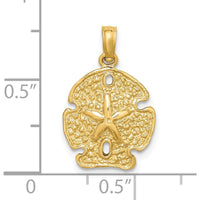 14K Yellow Gold Polished Sand Dollar Charm Pendant - Coastal Inspired Design by Oro Pregiato