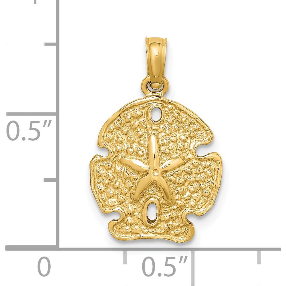 14K Yellow Gold Polished Sand Dollar Charm Pendant - Coastal Inspired Design by Oro Pregiato