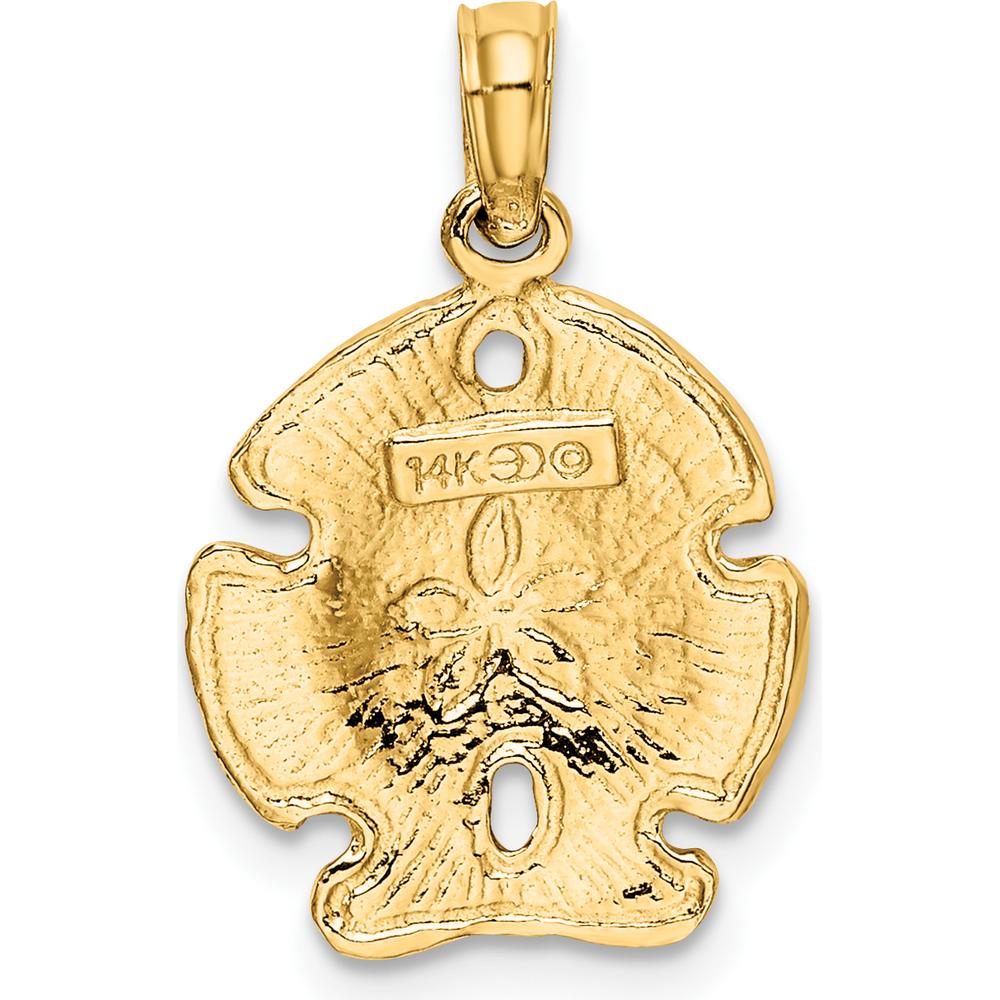 14K Yellow Gold Polished Sand Dollar Charm Pendant - Coastal Inspired Design by Oro Pregiato
