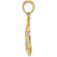 14K Yellow Gold Polished Sand Dollar Charm with Rhodium Accent - 24mm Length by Oro Pregiato