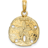 14K Yellow Gold Polished Sand Dollar Charm with Rhodium Accent - 24mm Length by Oro Pregiato